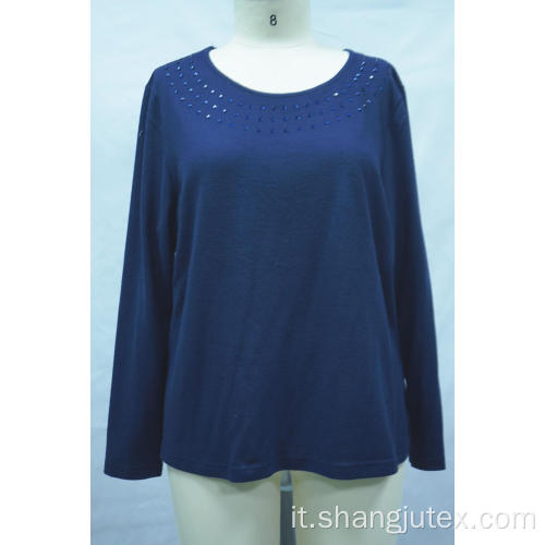 Top a diamante caldo a maglia da donna